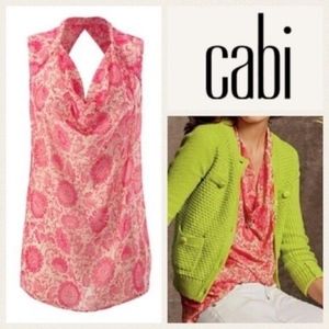 CAbi Vita Pink Floral Cutout Design Tank Blouse